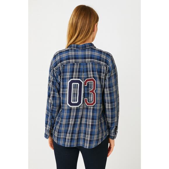 Furst Of A Kind Blue Plaid Flannel 03 Embroidered Patch Oversized Shirt ONE SIZE - Picture 1 of 9